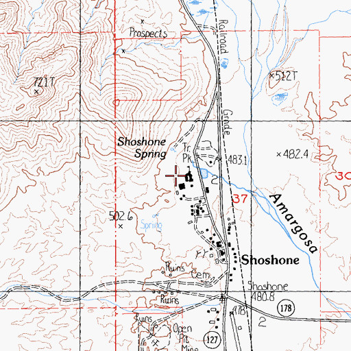 Topographic Map of Tecopa-Francis Elementary School, CA