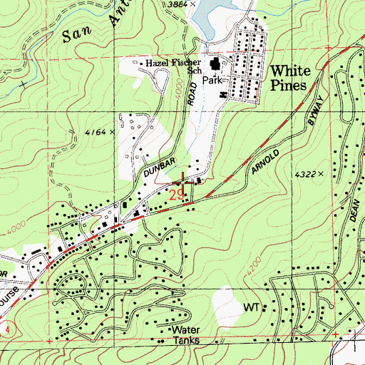 Topographic Map of Big Trees Community Bible Church, CA