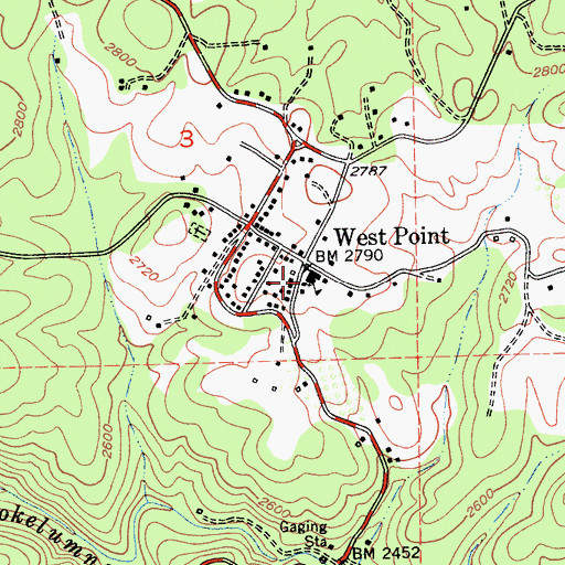 Topographic Map of First Baptist Church of West Point, CA