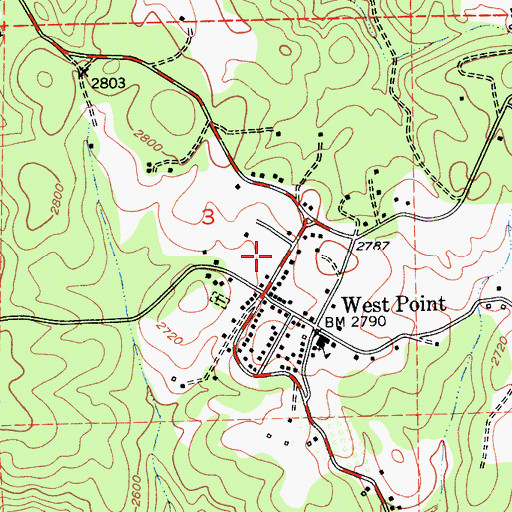 Topographic Map of West Point Alternative School, CA