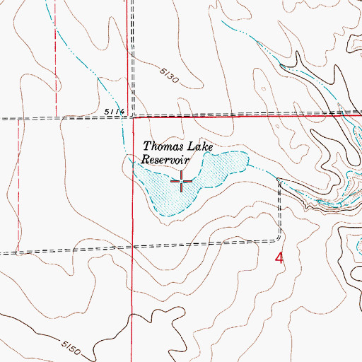 Topographic Map of Thomas Lake Reservoir, CO