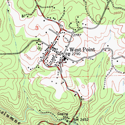 Topographic Map of West Point Elementary School, CA