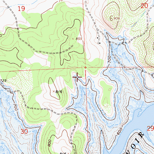 Topographic Map of Acorn Recreation Area, CA