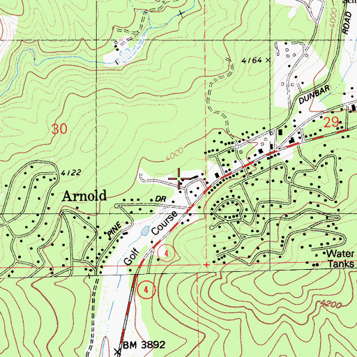 Topographic Map of Arnold Branch Calaveras County Library, CA