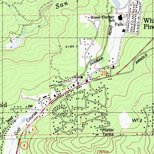 Topographic Map of Arnold Post Office, CA