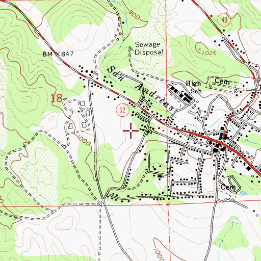 Topographic Map of Assembly of God Church of San Andreas, CA