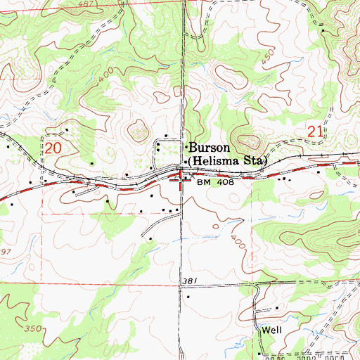 Topographic Map of Burson Post Office, CA