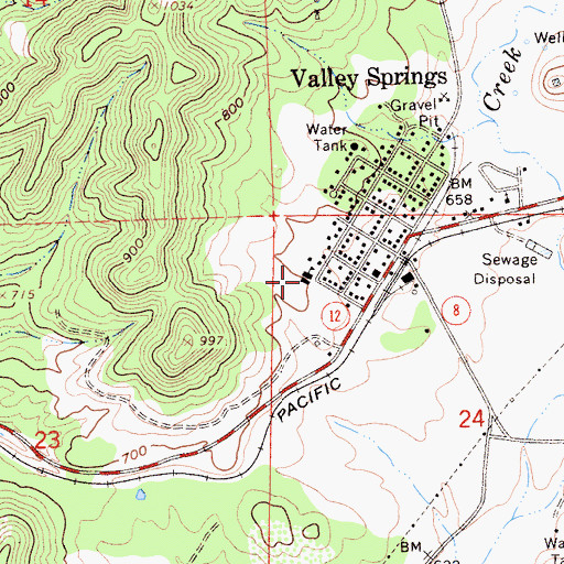 Topographic Map of Valley Springs Elementary School, CA