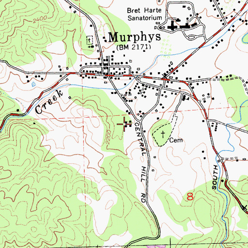 Topographic Map of Black Bart Playhouse, CA