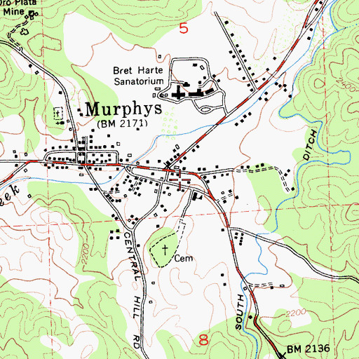 Topographic Map of Church of Christ, CA