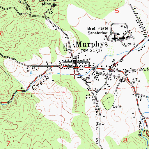 Topographic Map of Murphys Park, CA