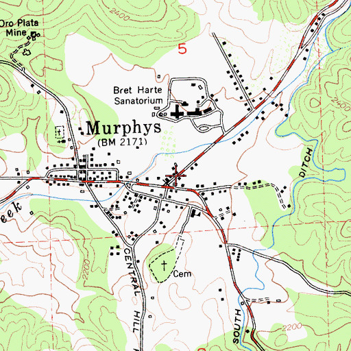 Topographic Map of Murphys Post Office, CA