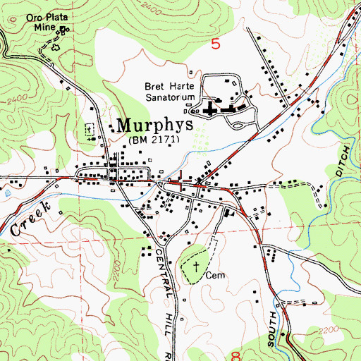 Topographic Map of Native Daughters Hall, CA
