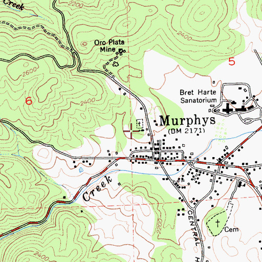Topographic Map of Saint Patricks Catholic Church, CA
