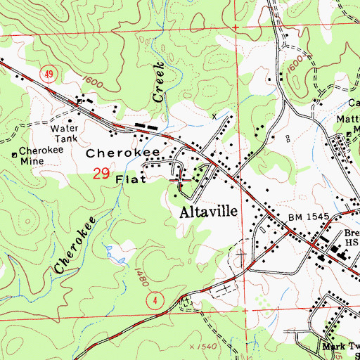 Topographic Map of Altaville Grammar School, CA
