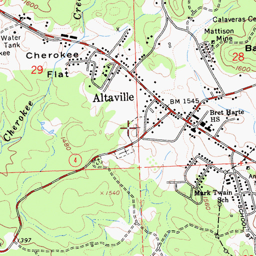 Topographic Map of Altaville Protestant Cemetery, CA