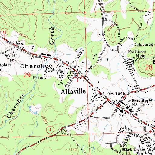 Topographic Map of Altaville State Historic Landmark, CA