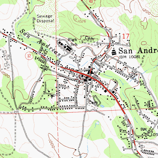 Topographic Map of Calaveras County Courthouse, CA