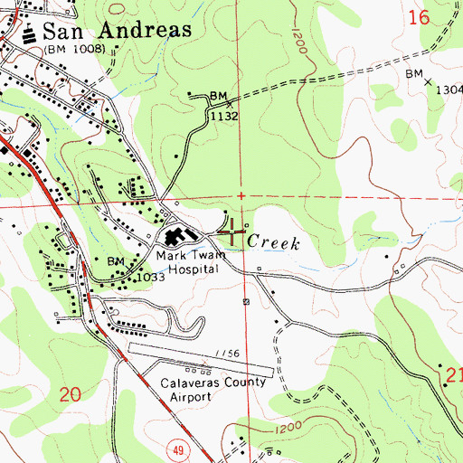 Topographic Map of Calaveras County Government Center, CA
