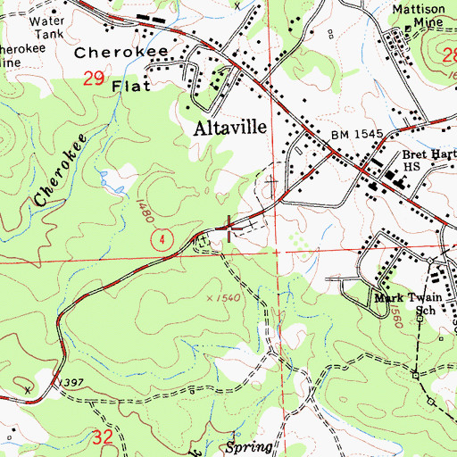 Topographic Map of Altaville Catholic Cemetery, CA
