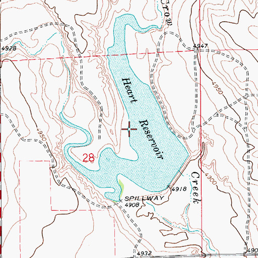 Topographic Map of Heart Reservoir, CO
