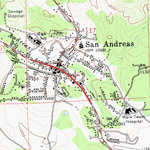 Topographic Map of Community Covenant Church of San Andreas, CA