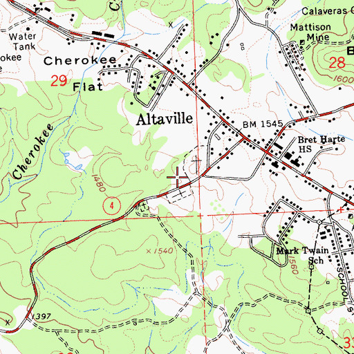 Topographic Map of Lode Cemetery, CA