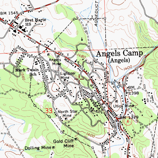 Topographic Map of Mark Twain Monument, CA