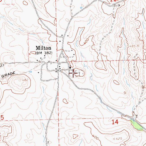 Topographic Map of Milton Masonic Cemetery, CA