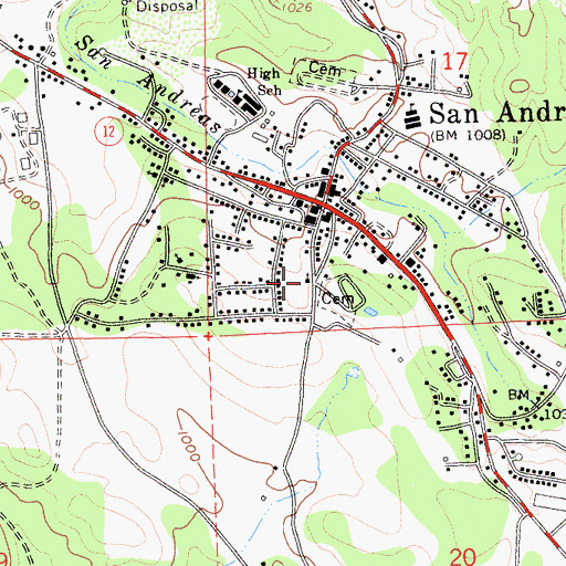 Topographic Map of Saint Andrews Catholic Church, CA