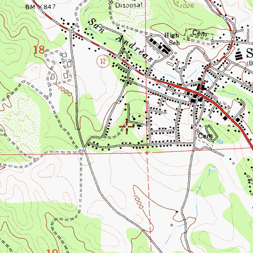Topographic Map of Saint Matthews Episcopal Church, CA