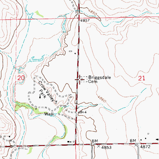 Topographic Map of Briggsdale Cemetery, CO