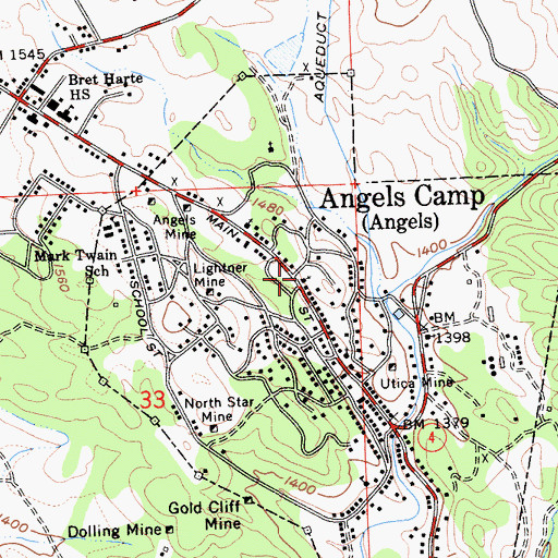 Topographic Map of Union Congregational Church, CA
