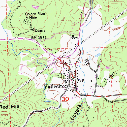 Topographic Map of Vallecito State Historic Landmark, CA