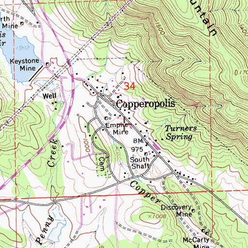 Topographic Map of Copperopolis Post Office, CA