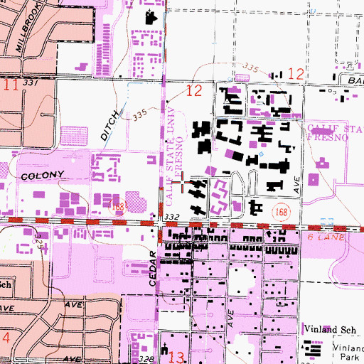 Topographic Map of Baker Hall, CA