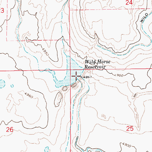 Topographic Map of Wild Horse Reservoir, CO
