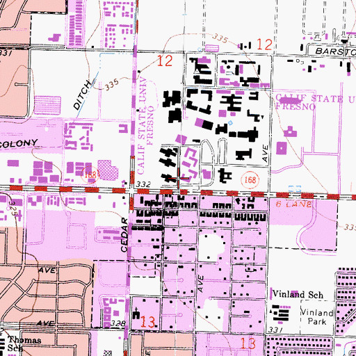 Topographic Map of Birch Hall, CA