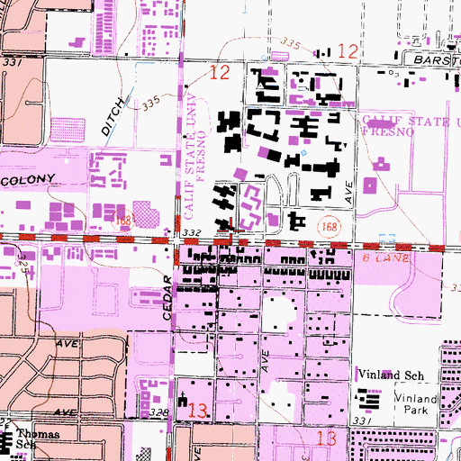 Topographic Map of Cedar Hall, CA