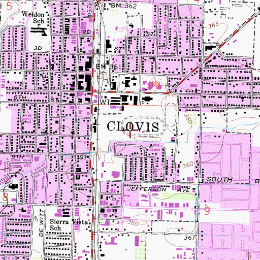 Topographic Map of Clovis Rodeo Park, CA