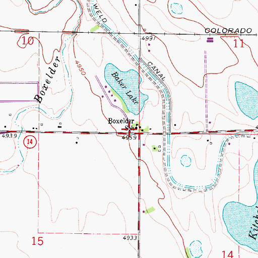 Topographic Map of Boxelder School, CO