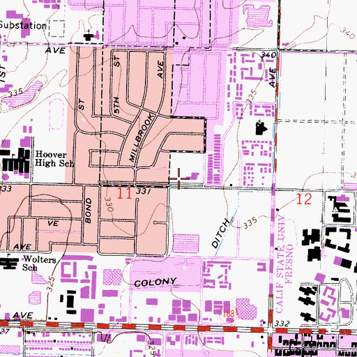 Topographic Map of Saint Paul Newman Center, CA
