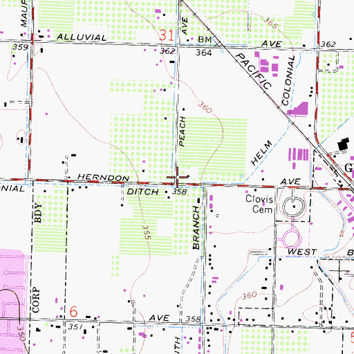 Topographic Map of Westland College, CA