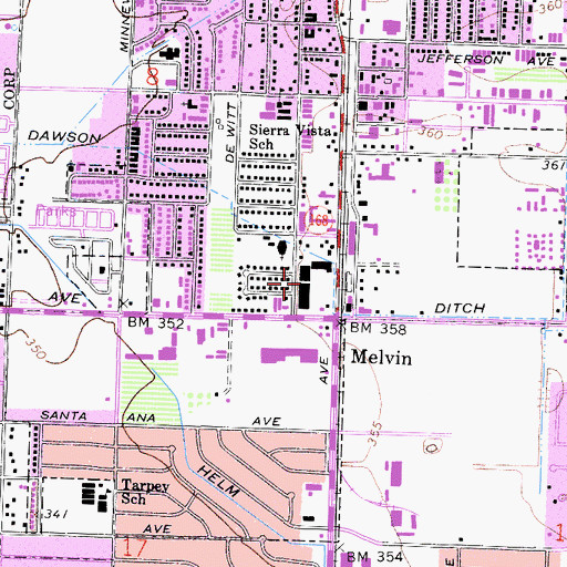 Topographic Map of Bonanza Shopping Center, CA