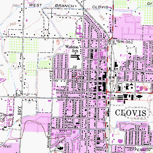 Topographic Map of Clovis Christian Church, CA