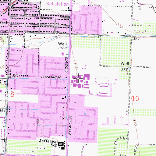 Topographic Map of Clovis High School, CA