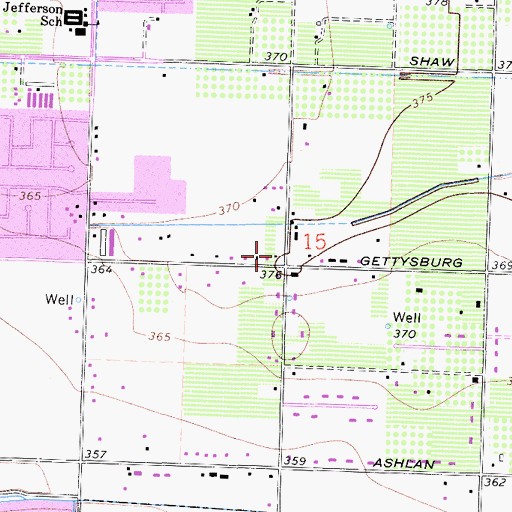 Topographic Map of Clovis Japanese Free Methodist Church, CA