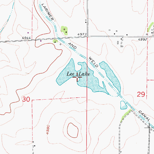 Topographic Map of Lee Lake, CO