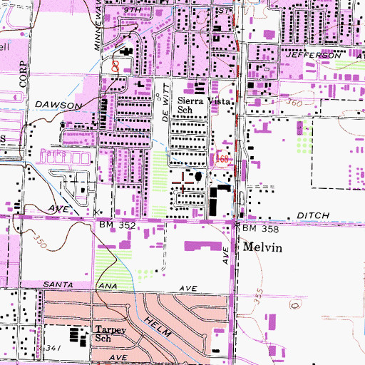 Topographic Map of Clovis United Methodist Church, CA