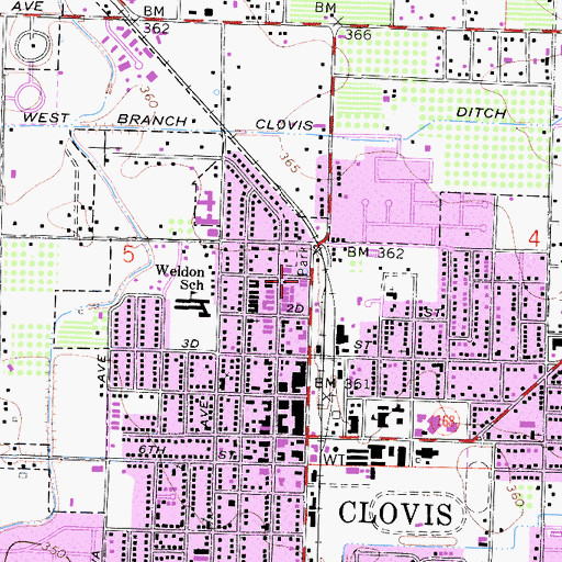 Topographic Map of East Fresno Baptist Church, CA